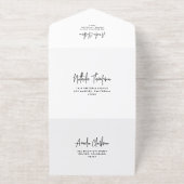 Black Handwriting Modern Typography Wedding オールインワン招待状 (外側)