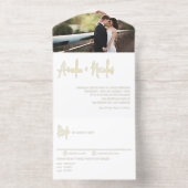 Black Handwriting Typography Photo Wedding オールインワン招待状 (内側)