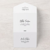 Black Handwriting Typography Photo Wedding オールインワン招待状 (外側)