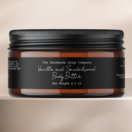 Black Handwritten Minimalist Body Butter Jar Label ラップアラウンドラベル
