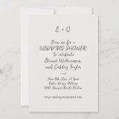 Black Handwritten Script Initials Wedding Shower 招待状 (正面)