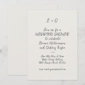 Black Handwritten Script Initials Wedding Shower 招待状 (正面/裏面)