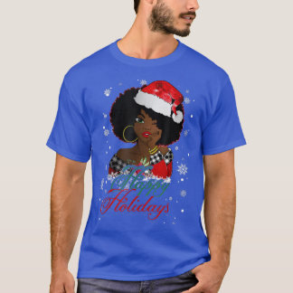 Black Happy Holidays African American Santa Mrs Cl Tシャツ