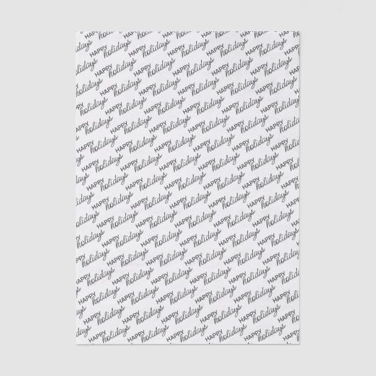 Black Happy Holidays Wordart Pattern On White 薄葉紙 (正面)