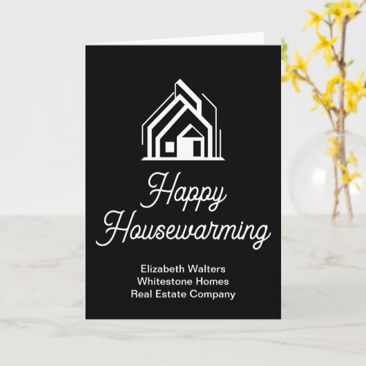 Black Happy Housewarming Real Estate Company カード (黄色い花)