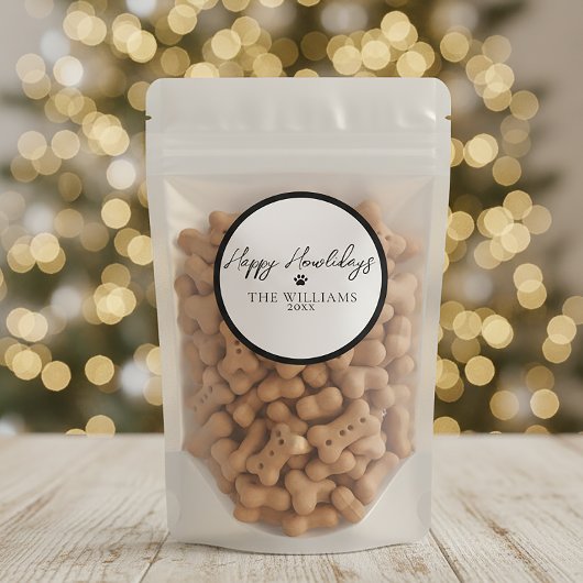 Black Happy Howlidays Paw Print Round Sticker ラウンドシール