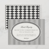 Black Harlequin Checkered Bridal Registry エンクロージャーカード (正面/裏面)
