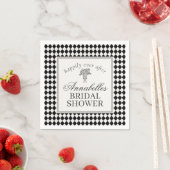 Black Harlequin Checkered Bridal Shower スタンダードカクテルナプキン (インサイチュ)