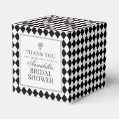 Black Harlequin Checkered Bridal Shower フェイバーボックス (裏面サイド)
