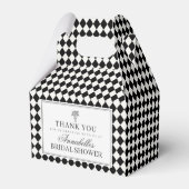 Black Harlequin Checkered Bridal Shower フェイバーボックス (裏面サイド)
