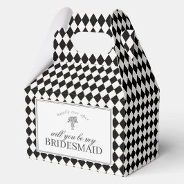 Black Harlequin Checkered Bridesmaid Proposal Box フェイバーボックス