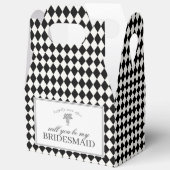 Black Harlequin Checkered Bridesmaid Proposal Box フェイバーボックス (見開き)