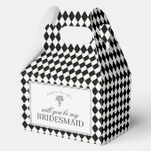 Black Harlequin Checkered Bridesmaid Proposal Box フェイバーボックス (裏面)