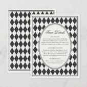 Black Harlequin Checkered Finer Details Wedding エンクロージャーカード (正面/裏面)