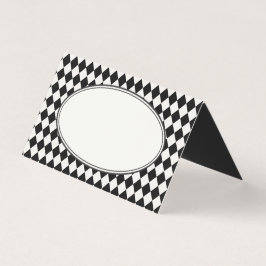 Black Harlequin Checkered Folded Place Cards