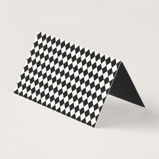 Black Harlequin Checkered Folded Place Cards (裏面)