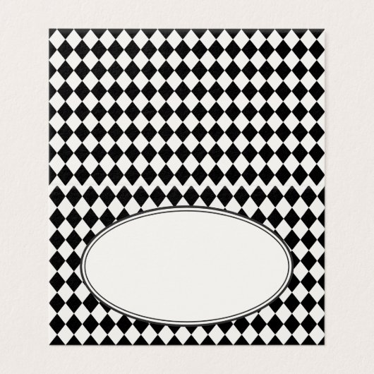 Black Harlequin Checkered Folded Place Cards (外部フラット)