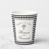 Black Harlequin Checkered Wedding 紙コップ (正面)