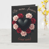 Black Heart And Wreath Of Black Roses カード (黄色い花)