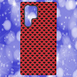 Black Heart Pattern Red Background Samsung Galaxy S22 Ultraケース<br><div class="desc">Do you like cute phone cases?  This phone case has a pattern of black hearts on a red background.</div>