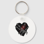 Black Heart Red Chains Cool Gothic Valentines Day  キーホルダー (正面)