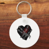 Black Heart Red Chains Cool Gothic Valentines Day  キーホルダー (正面)