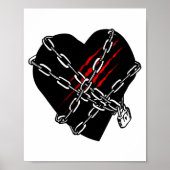 Black Heart Red Chains Cool Gothic Valentines Day ポスター (正面)