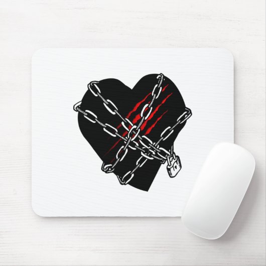 Black Heart Red Chains Cool Gothic Valentines Day マウスパッド (マウス)