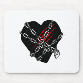 Black Heart Red Chains Cool Gothic Valentines Day マウスパッド (正面)