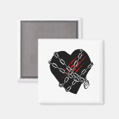 Black Heart Red Chains Cool Gothic Valentines Day マグネット (正面/裏面)