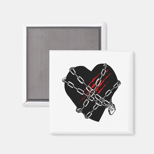 Black Heart Red Chains Cool Gothic Valentines Day  マグネット (正面/裏面)