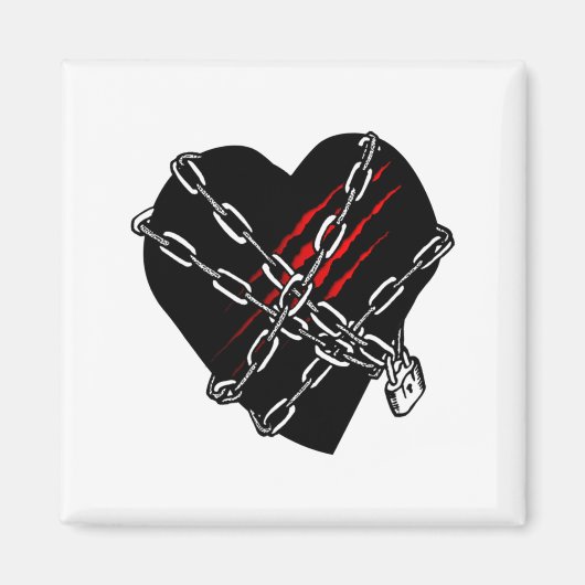 Black Heart Red Chains Cool Gothic Valentines Day マグネット (正面)