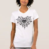 Black Heart Spider Web Graphic Print Tシャツ (正面)