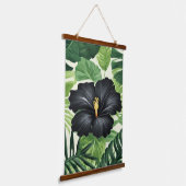 Black Hibiscus Tropical Botanical Wall Art 吊り下げ型タペストリー (傾斜あり)