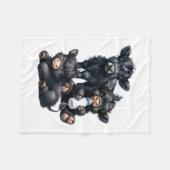 Black Highland Cow Reading A Book フリースブランケット (正面(横))