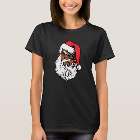 Black Hip Hop Santa Proud Afro African American Ch Tシャツ (正面)