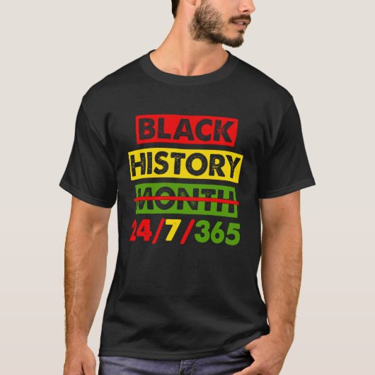 Black History 24 7 365 Africa Map BHM Pride Afro W Tシャツ (正面)