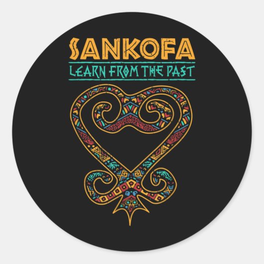 Black History Afrocentric Sankofa Tribal Illustrat ラウンドシール (正面)