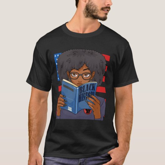 Black History Book Panther Party Patriotic Afro 19 Tシャツ (正面)