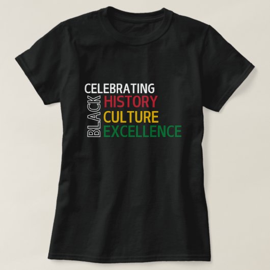 Black History, Culture & Excellence Tシャツ (デザイン正面)