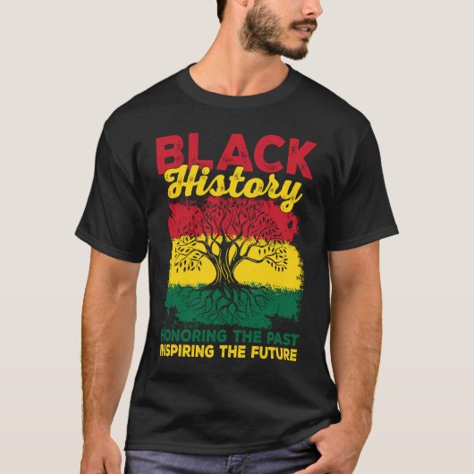 Black History Honoring Past Inspiring Future Melan Tシャツ (正面)