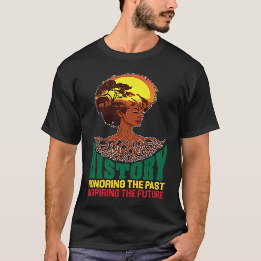 Black History Honoring Past Inspiring Future Melan Tシャツ (正面)
