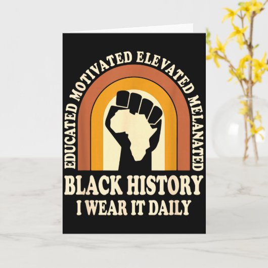 Black History I Wear It Daily Melanated Pride Fist カード (黄色い花)
