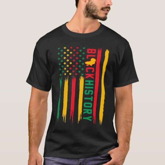 Black History In USA Flag American Grow African Ro Tシャツ (正面)