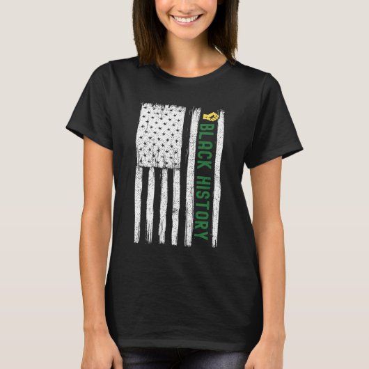 Black History In USA Flag Month African American Tシャツ (正面)