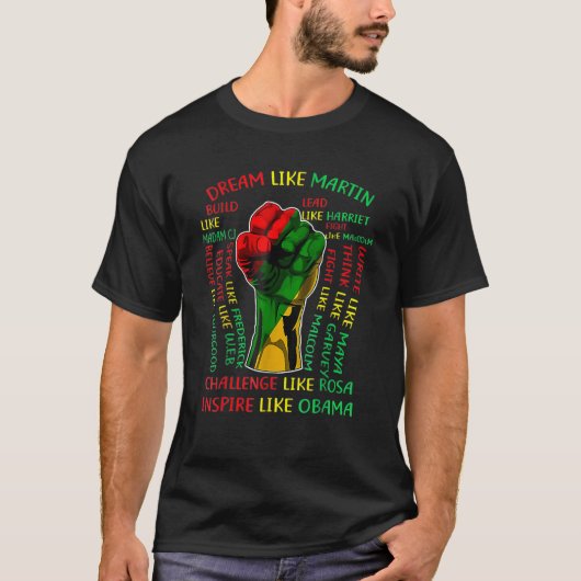 Black History Leaders Fist Hand African American C Tシャツ (正面)