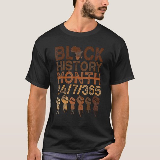 Black History Month 2023 Black History 365 Melanin Tシャツ (正面)