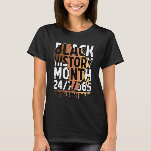 Black History Month 2023 Black History 365 Melanin Tシャツ (正面)
