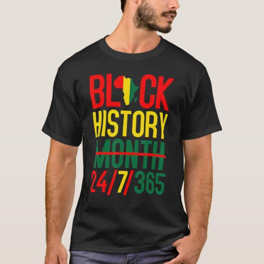 Black History Month 24 7 365 Afro African Pride Me Tシャツ (正面)