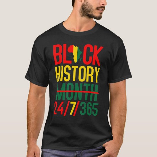 Black History Month 24 7 365 Afro African Pride Me Tシャツ (正面)